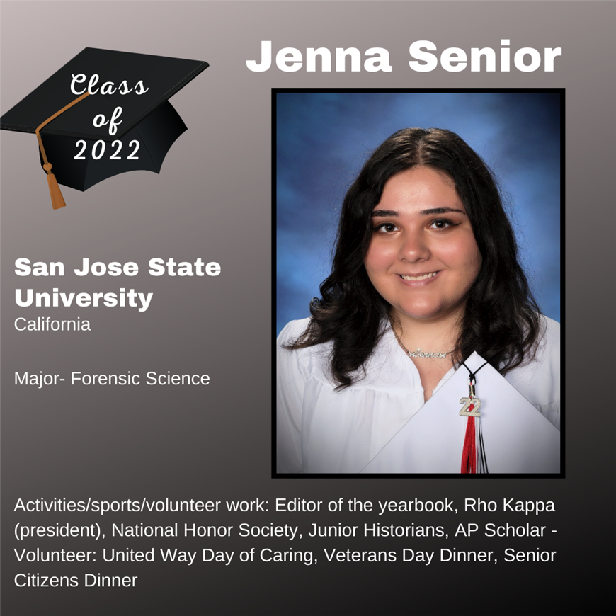 Top 25 Grad, Jenna Senior